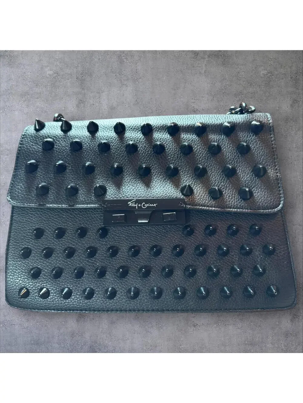 Foley & Corinna Black Studded Vegan Leather Shoulder Bag - Picture 5 of 6